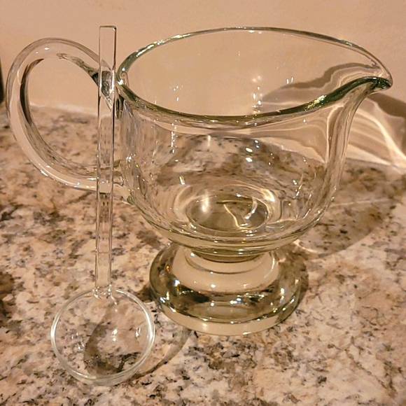 Kitchen Vintage Glass Gravy Dish With Ladle Poshmark